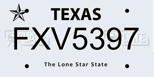 FXV5397 Texas License Plate
