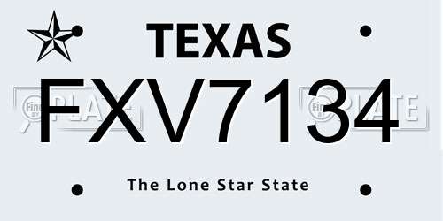 FXV7134 Texas License Plate