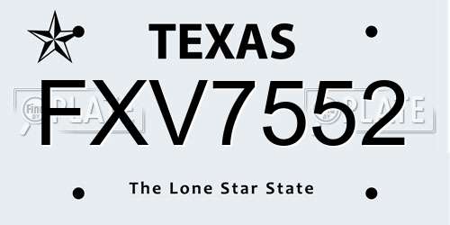 FXV7552 Texas License Plate