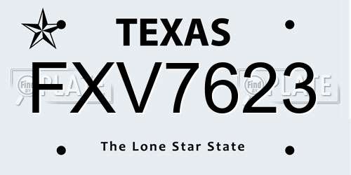 FXV7623 Texas License Plate