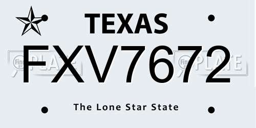 FXV7672 Texas License Plate