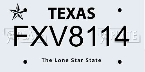 FXV8114 Texas License Plate