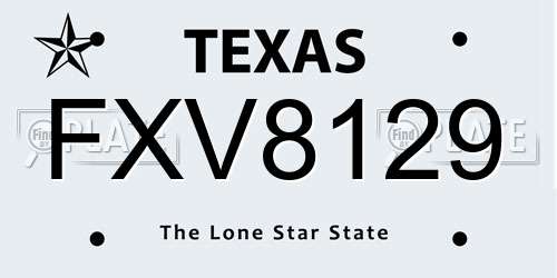 FXV8129 Texas License Plate