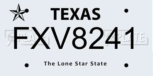 FXV8241 Texas License Plate