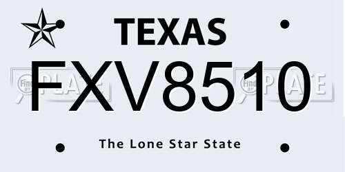 FXV8510 Texas License Plate