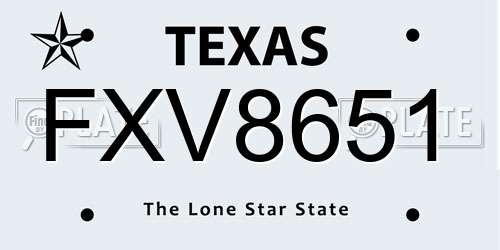 FXV8651 Texas License Plate