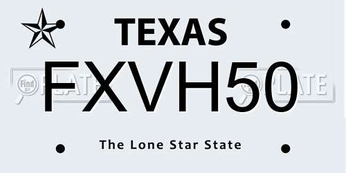 FXVH50 Texas License Plate