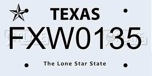 FXW0135 Texas License Plate