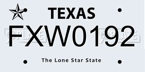 FXW0192 Texas License Plate