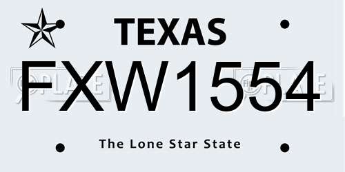 FXW1554 Texas License Plate