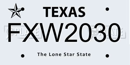 FXW2030 Texas License Plate