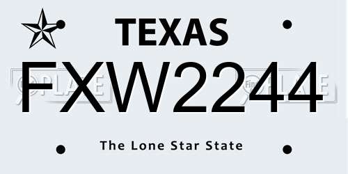 FXW2244 Texas License Plate
