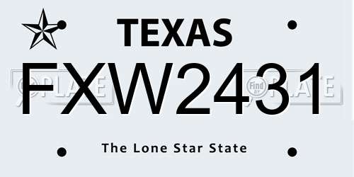 FXW2431 Texas License Plate