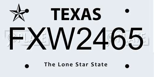 FXW2465 Texas License Plate