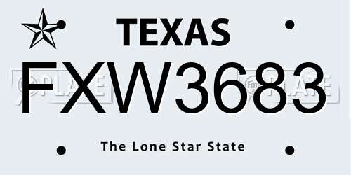 FXW3683 Texas License Plate