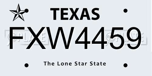 FXW4459 Texas License Plate