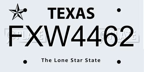 FXW4462 Texas License Plate