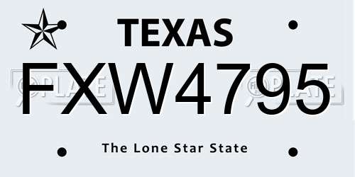 FXW4795 Texas License Plate