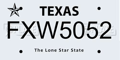FXW5052 Texas License Plate