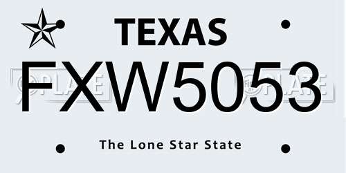 FXW5053 Texas License Plate