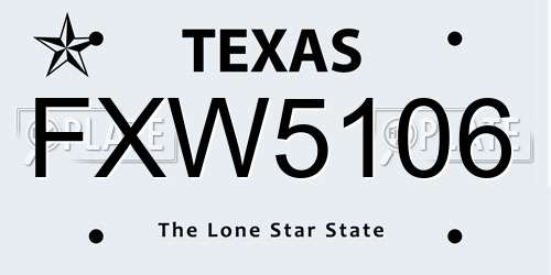 FXW5106 Texas License Plate