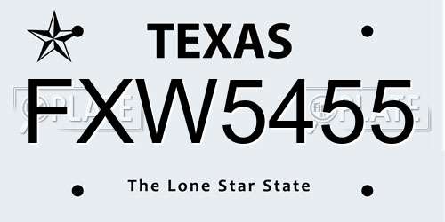 FXW5455 Texas License Plate