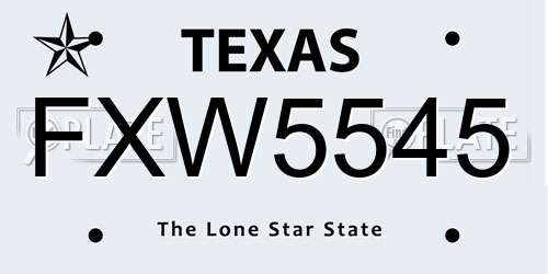 FXW5545 Texas License Plate