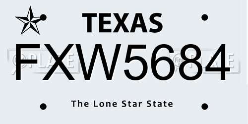 FXW5684 Texas License Plate