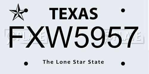 FXW5957 Texas License Plate