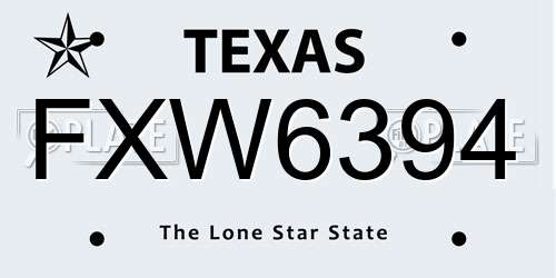 FXW6394 Texas License Plate