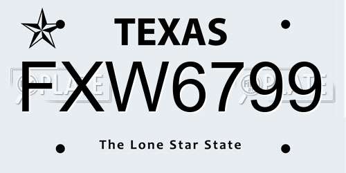 FXW6799 Texas License Plate
