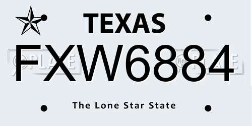 FXW6884 Texas License Plate