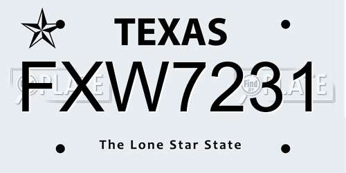 FXW7231 Texas License Plate
