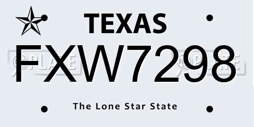 FXW7298 Texas License Plate