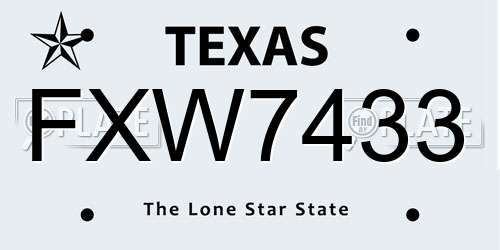 FXW7433 Texas License Plate