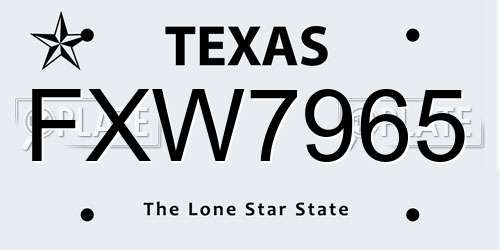 FXW7965 Texas License Plate
