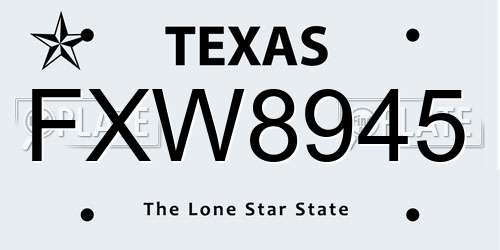 FXW8945 Texas License Plate