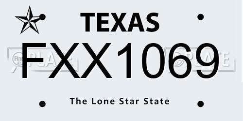 FXX1069 Texas License Plate