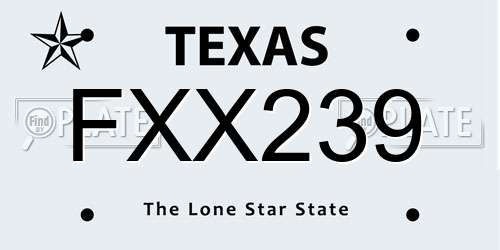 FXX239 Texas License Plate