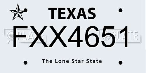 FXX4651 Texas License Plate