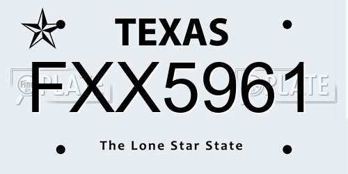 FXX5961 Texas License Plate