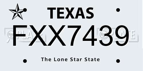 FXX7439 Texas License Plate