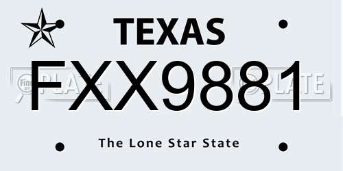 FXX9881 Texas License Plate