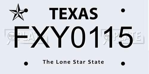 FXY0115 Texas License Plate