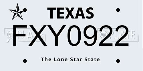 FXY0922 Texas License Plate