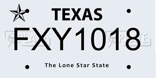 FXY1018 Texas License Plate