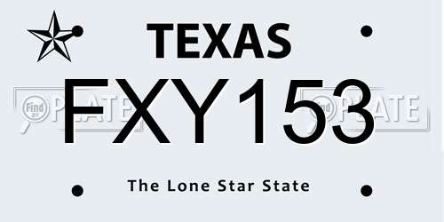 FXY153 Texas License Plate