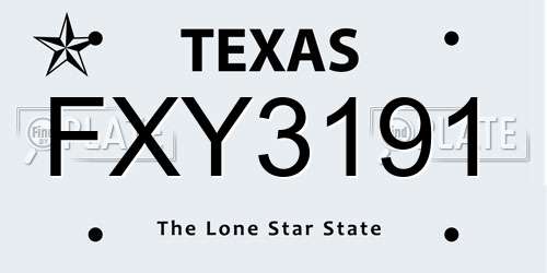 FXY3191 Texas License Plate