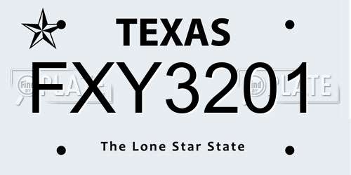 FXY3201 Texas License Plate