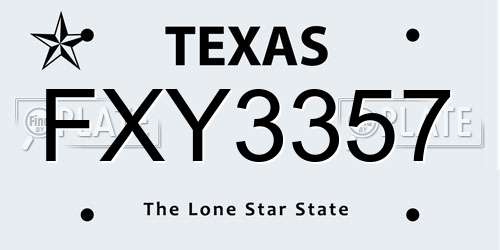 FXY3357 Texas License Plate